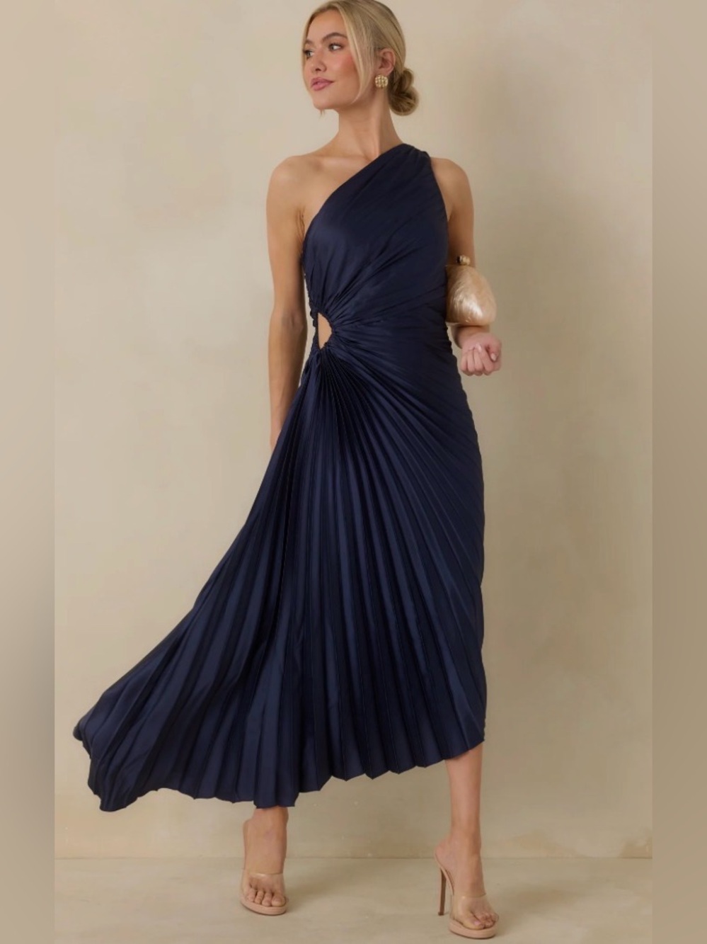 House of Harlow Midnight Blue One Shoulder Evening Dress
